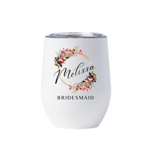 Personalised Flower Bridesmaids Stainless Steel Wine Tumbler