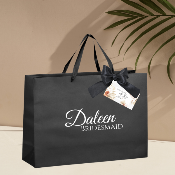 Black Luxury Material Personalised Ritz Gift Bag