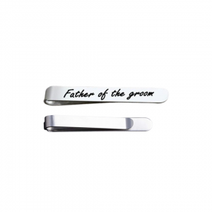 Silver Engraved Long Tie Clip Father Of The Groom