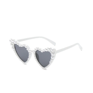 Pearl Heart Design Sunglasses White