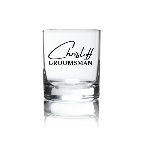 Cursive Modern Whiskey Glass Groomsman