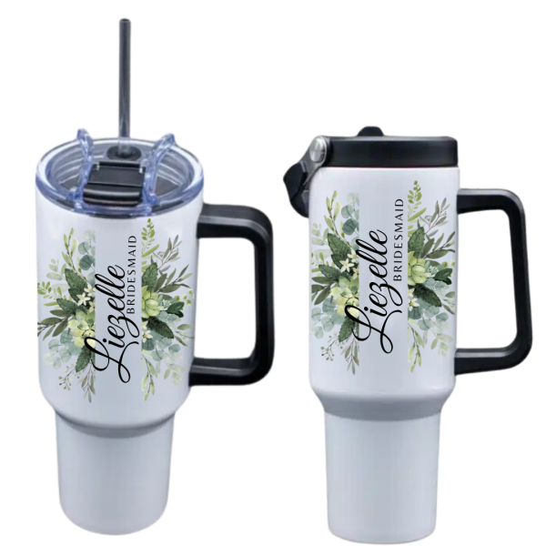 Floral Frame Personalised XL Tumbler Black And White