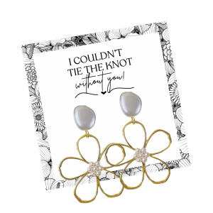 Flower Faux Pearl & Gold Earings